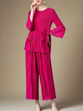 Floral Plissé Blouse & Trouser Set